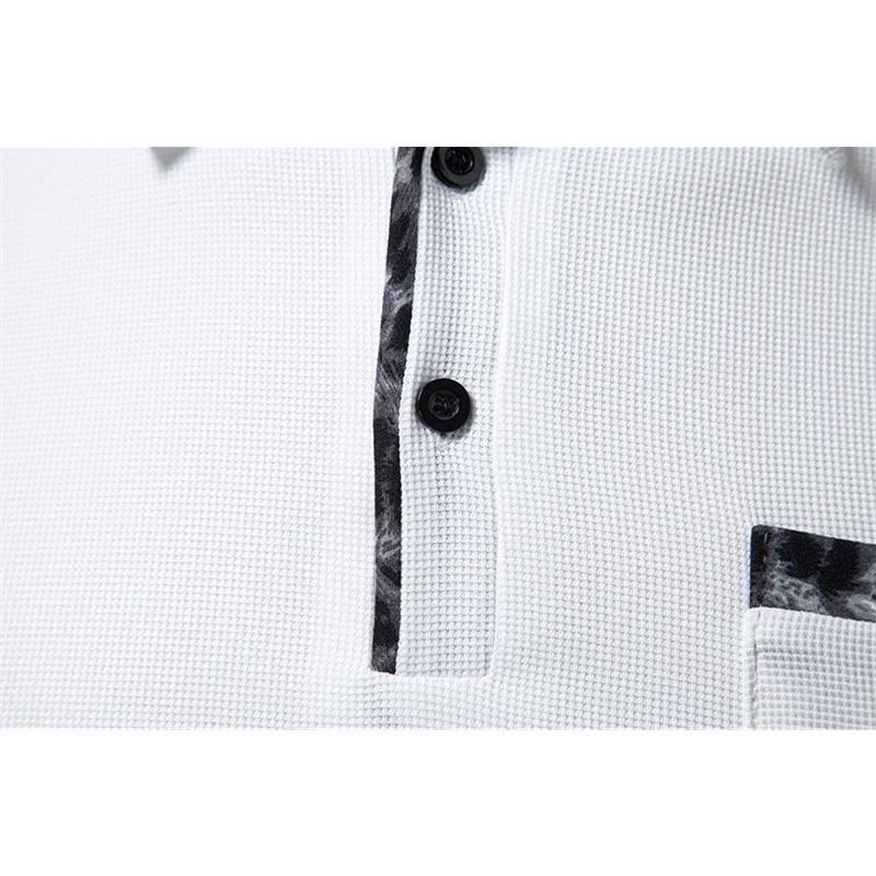 Summer Men's Solid Pocket Splicing Polo Shirts Short Sleeve Breathable Casual Contrast Color Lapel Collar Streetwear Basic Tops