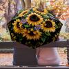 Retro Sunflowers Printed Umbrella Windproof Folding Umbrella Portable Sun and Rain Umbrella Suitable for Gifting