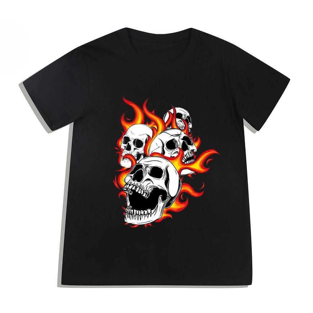 

Black Skull Harajuku Style Loose Mens and Womens Genteel Gothic TShirt Short Sleeve Shirt S
