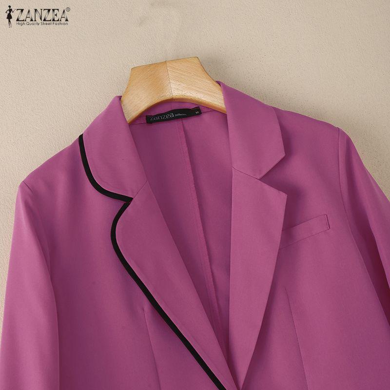 ZANZEA Women Casual Turn Down Collar Long Sleeve Thin Cardigan Blouse