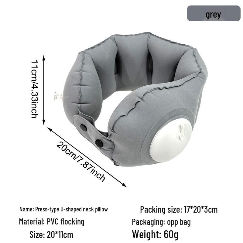 Portable Inflatable U-Shaped Neck Pillow for Travel, Office, Car & Airplane Nap Support