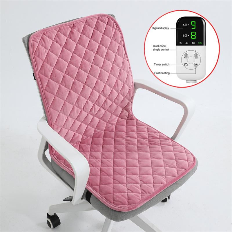 Electric Heated Seat Cushion Office Chair Heating Mat Smart Timer Winter Warming Pad Integrated Backrest Pad