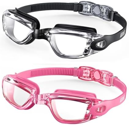 Aegend Swim Goggles 2-Pack No Leaking Anti-Fog UV Protection Mirrored Adult Men Women Wide View Outdoor