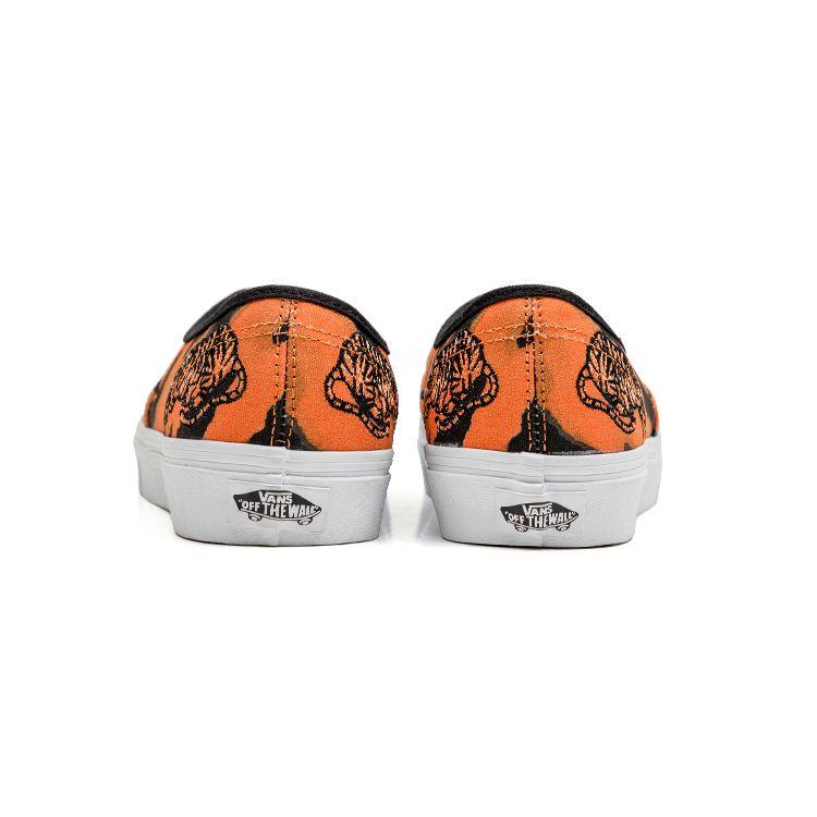 Vans Authentic Tiger Print Casual Low-Top Skate Shoes Unisex sneaker Black Orange VN0A5KRDORA