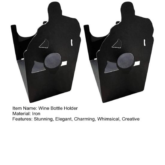 Muskulös Man Vinställ Svart Metall Vinställ Bänkskiva Fristående Vinförvaringsställ Rolig Vuxen Bordsdekoration för Kök