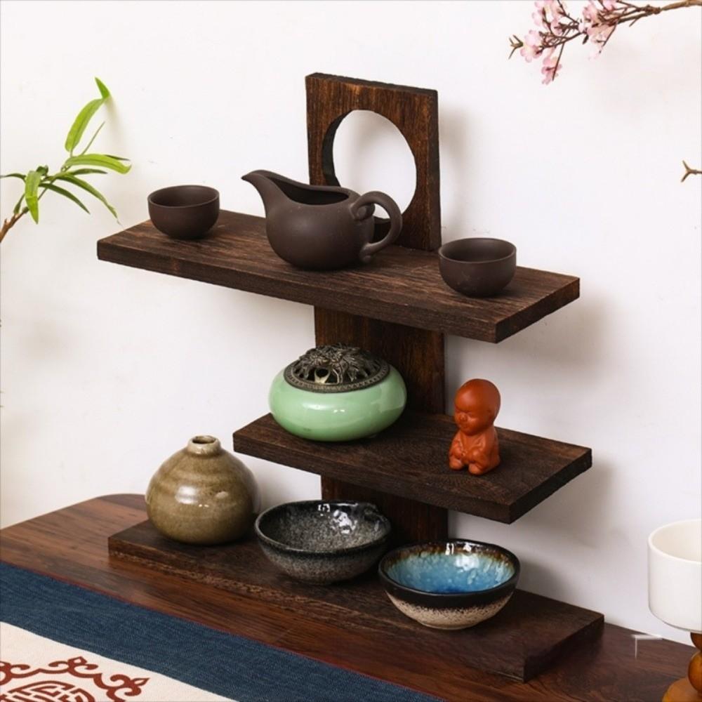Antique Desktop Storage Shelf Organizing Tea Set Rack Retro Multi-Layer Storage Holders  Home Decor