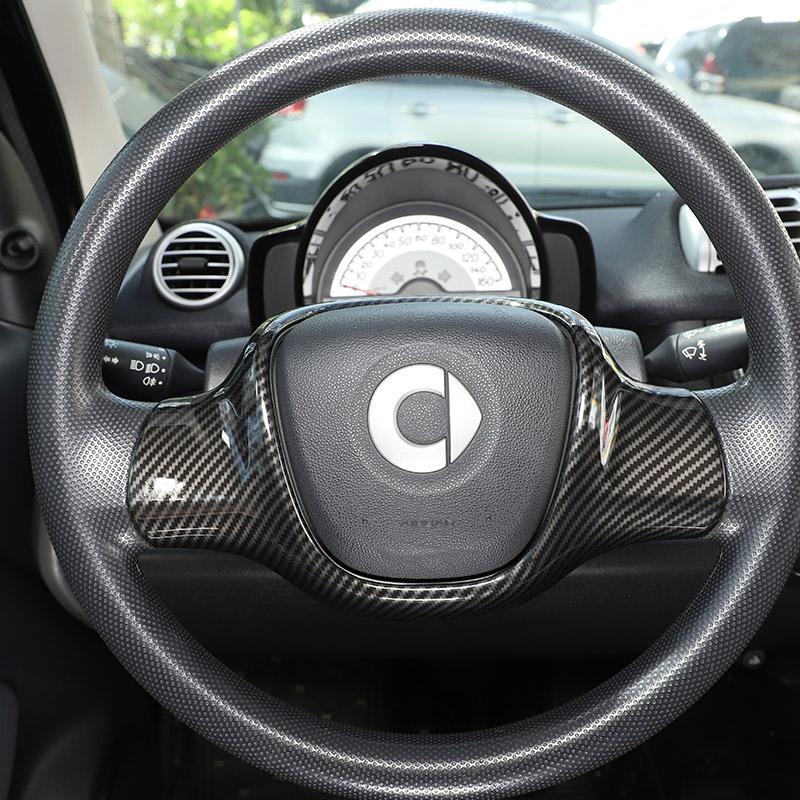 For Mercedes-Benz smart 451 Fortwo 2009-2015 ABS Carbon Fiber Car Steering Wheel Decorative Frame Cover Sticker Car Accessory