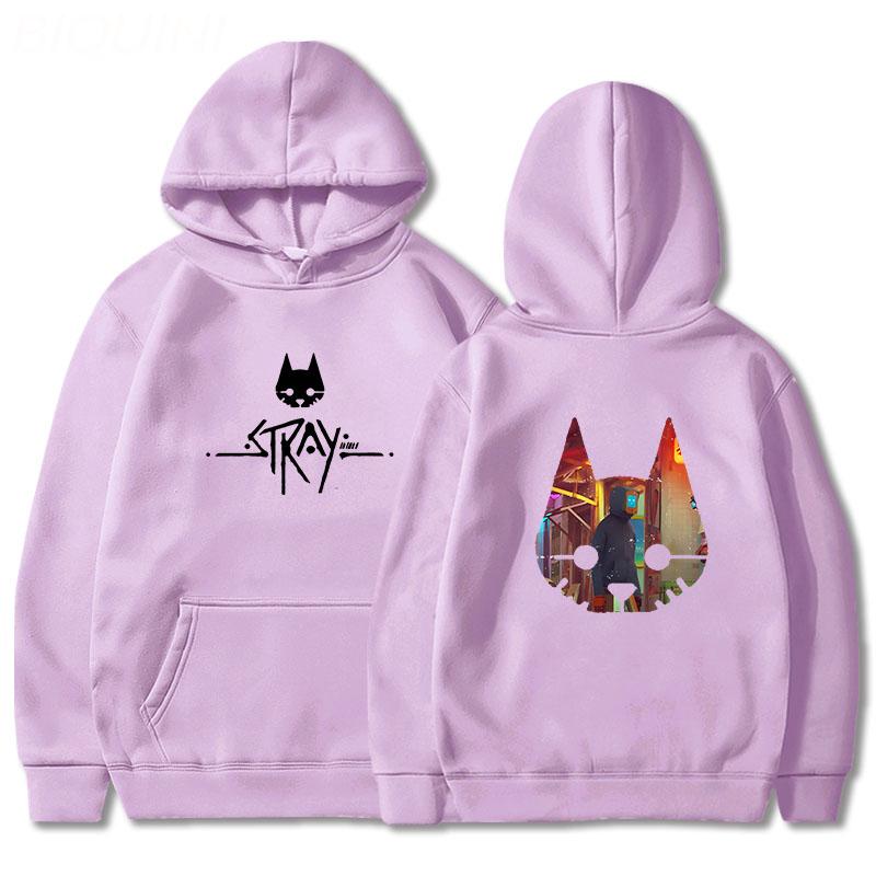 Stray Game Cat  Anime Hoodie Hot Game Printing Clothes Men Winter Fleece Pullover Tops Oversized Sweatshirts Vintage Unisex Wram