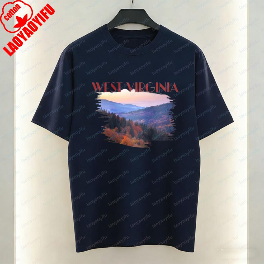 West Virginia Nature Unisex Cotton Tee Appalachian Mountain View Graphic TShirt for Unisex Summer Soft Breathable Casual Attire