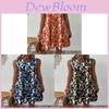 Bohemian Floral Print V Neck Sleeveless Dress With Pleats For Spring Fashion Women