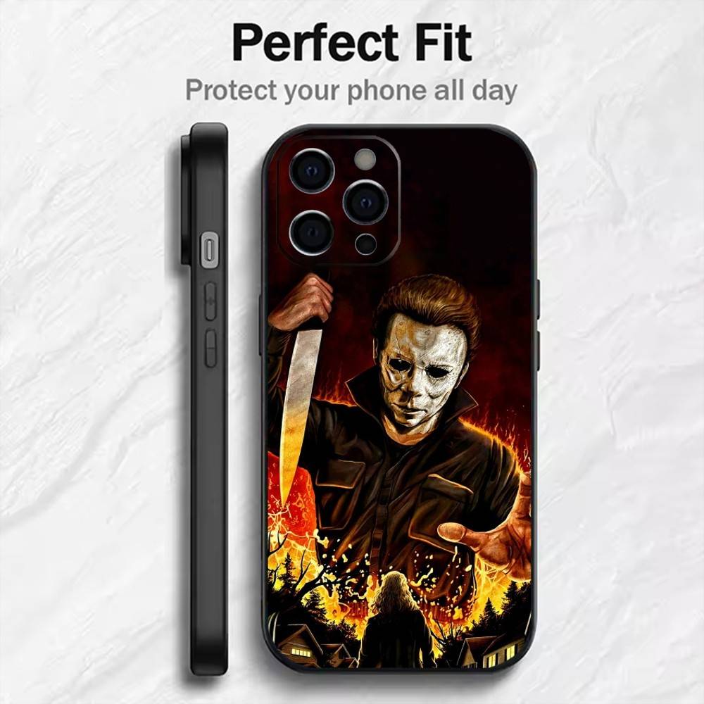 Terrifying M-Michael M-Myers Phone Case For iPhone17,16,15,14,13,12 Plus,Max Soft Silicone Black Cover