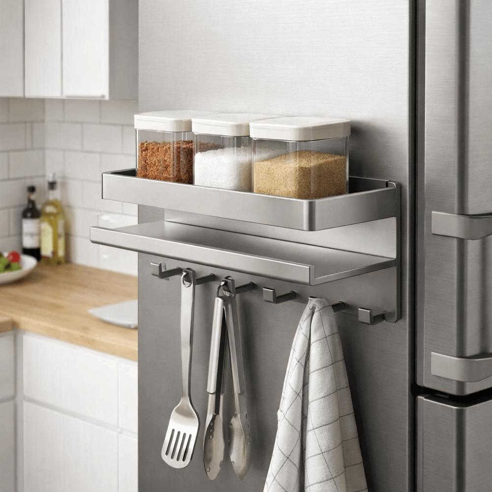 Punch Free Refrigerator Magnetic Shelf Wall Mounted Spice Rack  Washing Machine