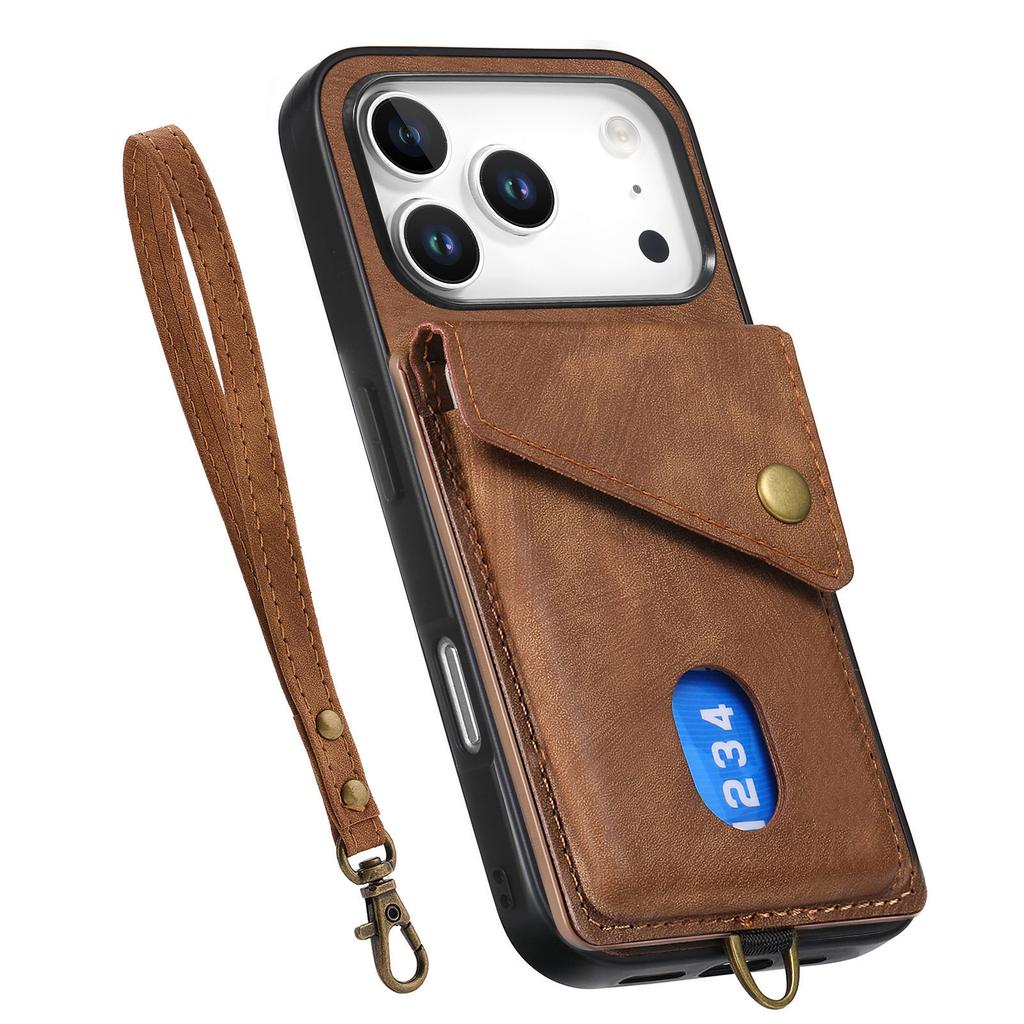 Retro Multi Functional Vertical Card Solt Wallet Leather Case For iPhone 17 Pro Max 16 Plus 15 14 13 12 11 17air Strap Bag Cover