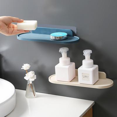 Washbasin Wall-mounted Seamless Storage Rack Kitchen and Bathroom No-hole Soap Plastic Storage Rack Bathroom Draining