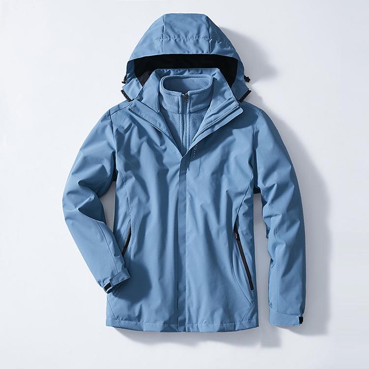 Women's Three-in-One Ski Jacket: Detachable Fleece Lined, Windproof, Waterproof, and Warm for Autumn and Winter.