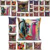 Stylish Colors Graffiti Cushion Covers With Invisible Zipper For Easy Cleaning