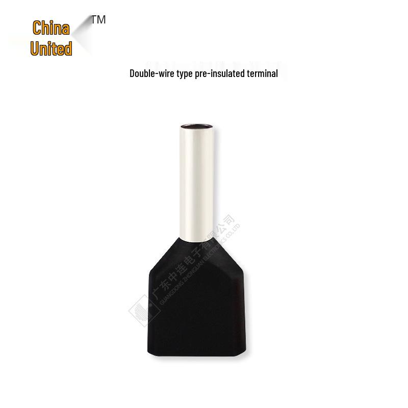 European Style Pre-Insulated Double-Wire Terminal, TE0.5-16 sq, Cold Crimp Pin Plug