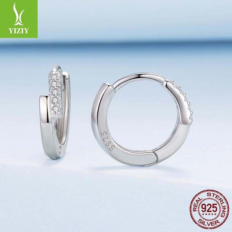 S925 Sterling Silver Staggered Ear Buckle Delicate Zircon Versatile Premium Earrings Earrings