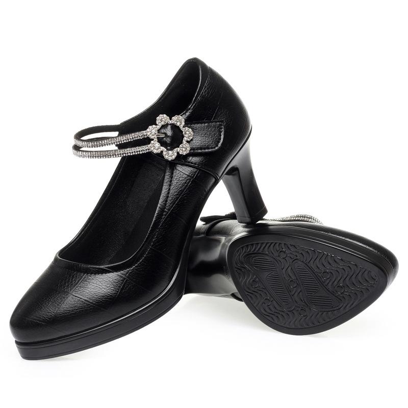 Fashion Women Shoes Women Platform Pumps 2024 Black Mary Janes Soft Leather High Heels Lady Office Wedding Party Dress Shoes