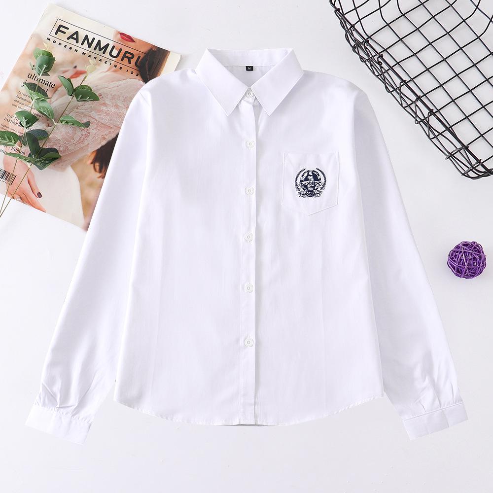 

Kyou Dou Mo Dai Shoujo Long-Sleeve JK Uniform Shirt with Orthopedic Embroidery - White DK Student Uniform L білий