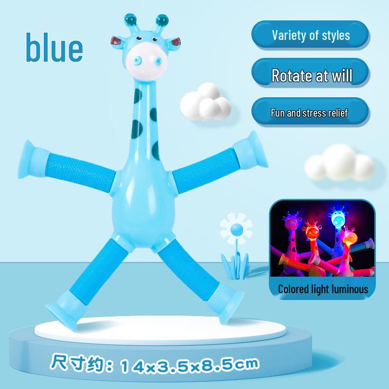 Adjustable Suction Cup Giraffe Telescopic Luminous Educational Toy for Kids