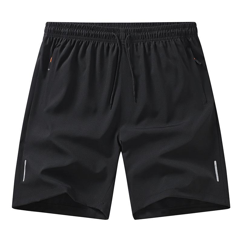 

Sports Shorts Reflective Strips XS-4XL Zipper Ice Silk Pants Four-way Elastic Five-quarter Pants 2XL чёрный