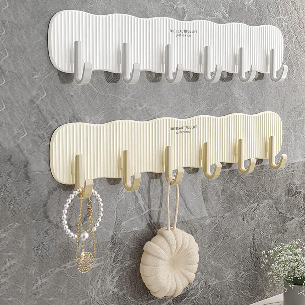 

6 Hooks Door Back Clothes Hook Punch-Free Hanging Hangers Multi-function Hat Racks