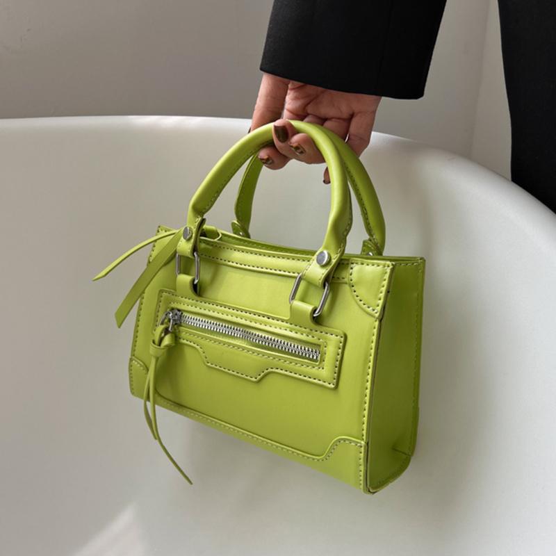 Bolsa de ombro feminina pequena de couro PU vintage com zíper quadrado bolsa crossbody