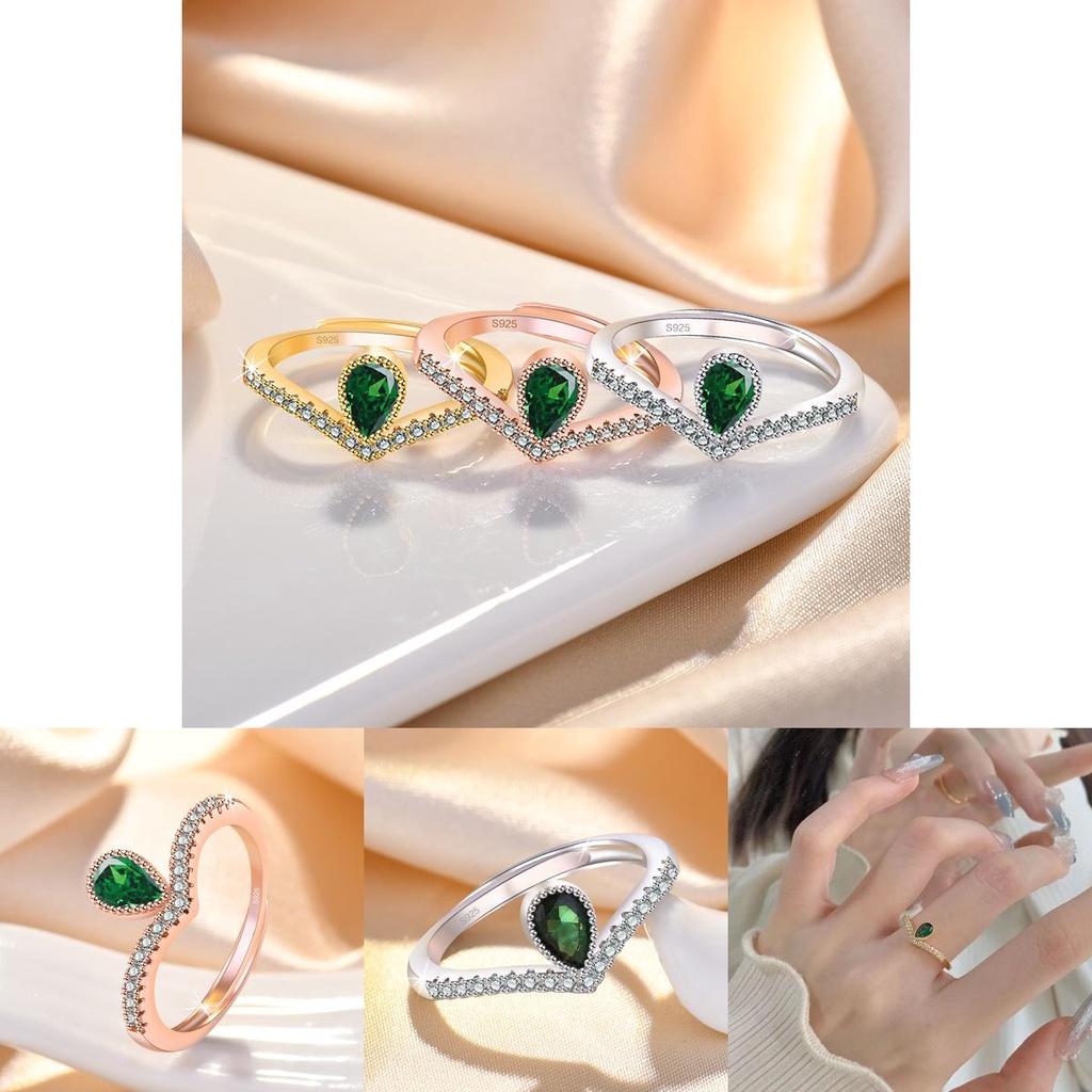 Copper Vintage Elegant Ring With Adjustable Opening Emerald Green Stone