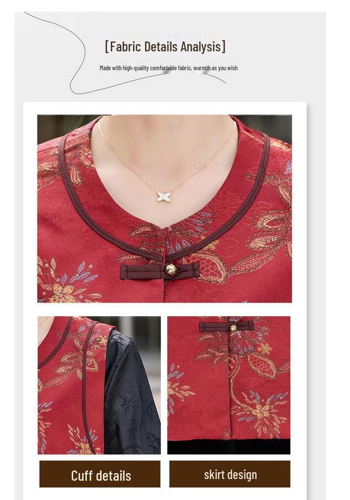 Mom's Spring Vest: Elegant Chinese-Style Outerwear for Middle-Aged Women - Perfect for Weddings and Banquets