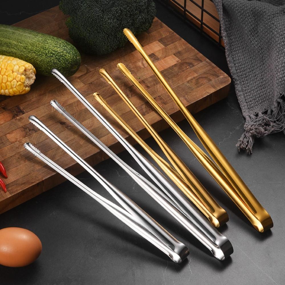Stainless Steel Grill Tongs Food Clip BBQ Steak Clip Bread Tong Cooking Utensils Party Non-Slip Kitchen Gadgets Accessories