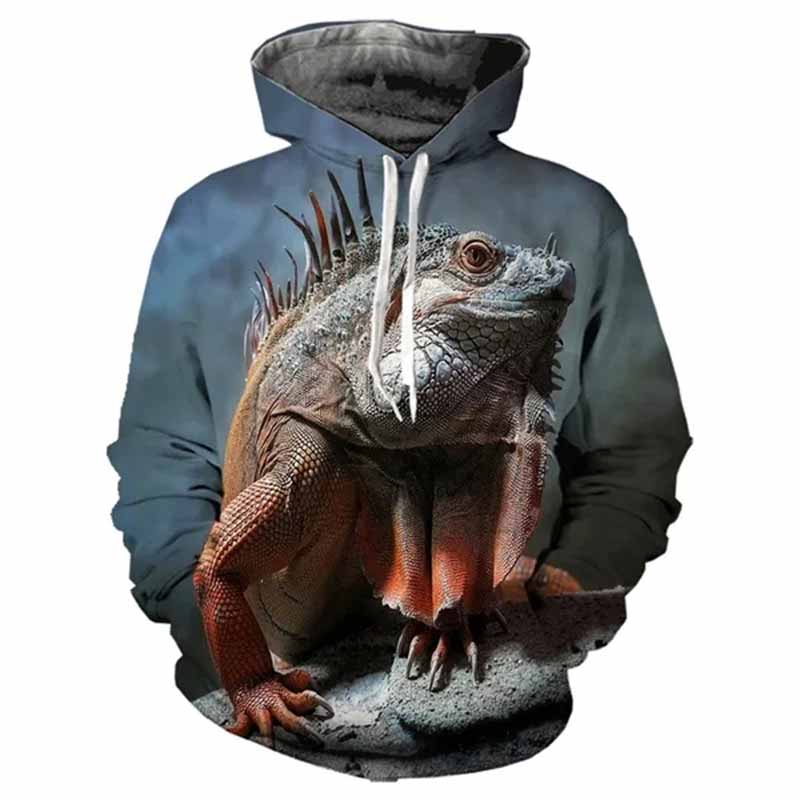 Chameleon Lizard Hoodie Animal 3D Print Men Women Streetwear Hoodies Oversized Pullover Hooded Sweatshirts Kids Tops Clothing