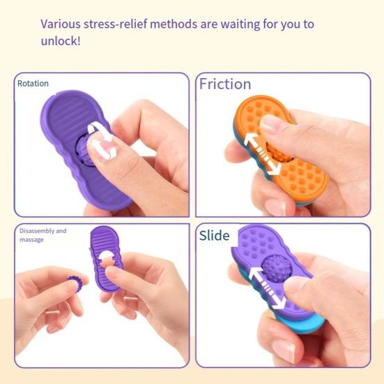 4Pcs/Set Silicone Fidget Slider Sensory Toy Focus Aid Anxiety Stress Relief Textured Slider Toy Decompression Rolling Ball Slider Toy