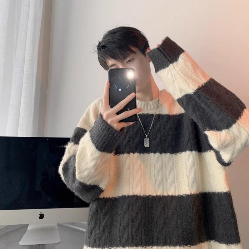 Autumn and Winter New Men's Knitted Korean Loose Base Sweater