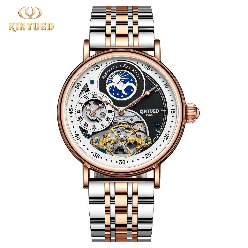 KINYUED Factory Price J116 Men's Watches Automatic Luxury Brand Mechanical Watches for Men Glass Leather Strap Alloy Round 24