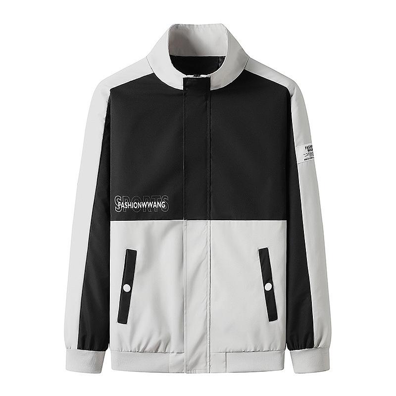 New Jacket Spring and Autumn Men's Popular Color Matching Trendy Jacket Casual Stand-up Collar Jacket