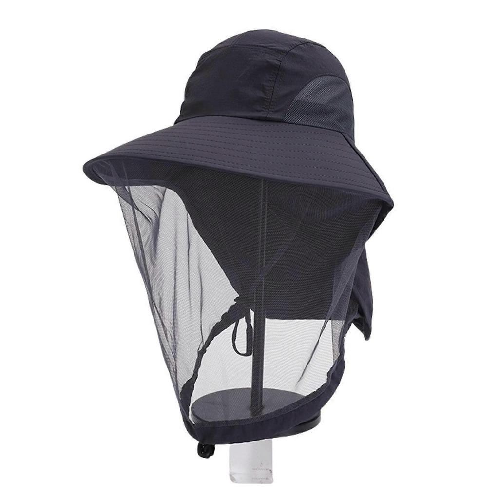 Men's Outdoor Mosquitoes Proof Fisherman Hat with Durable Polyester Mesh for Fishing Hiking and Camping Activities Navy Blue