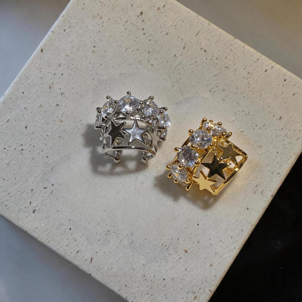 Zircon Star Ear Clips for Women - Stylish, Piercing-Free, High-End Earring Design