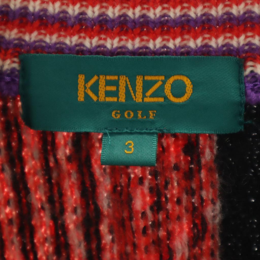 KENZO GOLF Jaren 90 Oude Overall handvat Lange mouwen trui 3 Meervoudig gebreid Heren Gebruikt