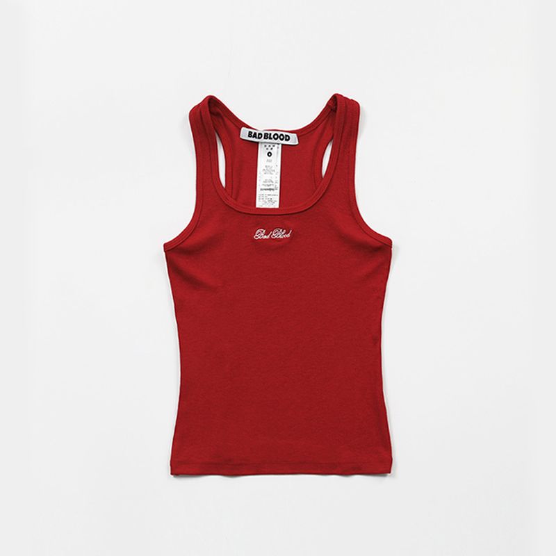 Badblood Niche Solid American Vintage Vest Sling Women Letter Embroidery Design Sense Bottoming Top Tide