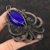 Facettierter Blauer Saphir Anhänger Kupferdraht umwickelter Anhänger Handgefertigter Schmuck Wunderschöner Edelsteinanhänger Kupfer Oktopus Schmuck Verlobungsgeschenk