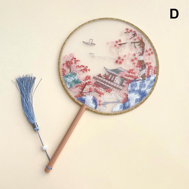 Chinese Ancient Style Round Fan Silk Embroidered Cheongsam Fan Dance Performance Photography Props Home Decor