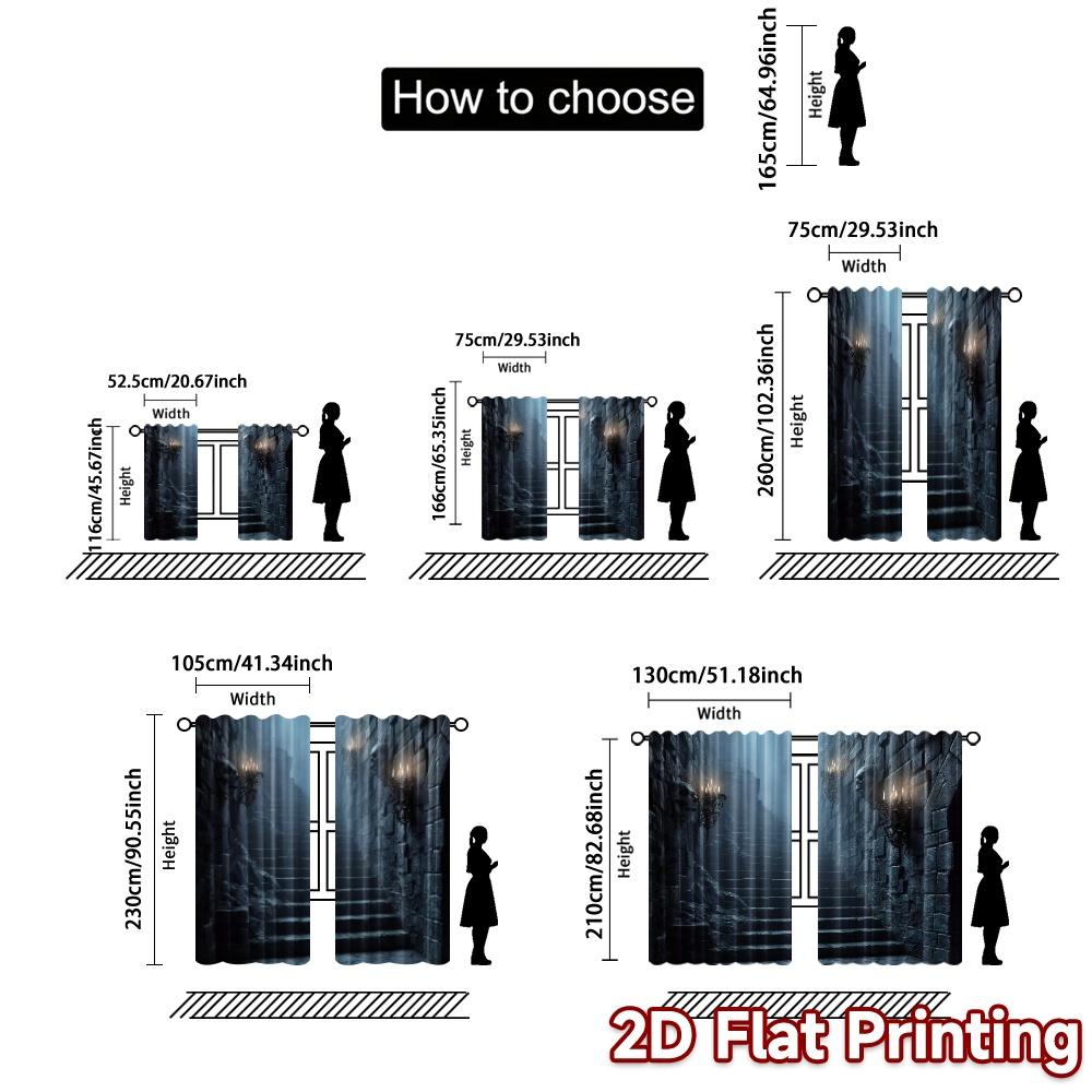 2pcs, 2D FLAT PRINTING Curtains (Without Rod) Dark Ascent Minimalist Modern Curtains Durable Polyester Curtains Decorations