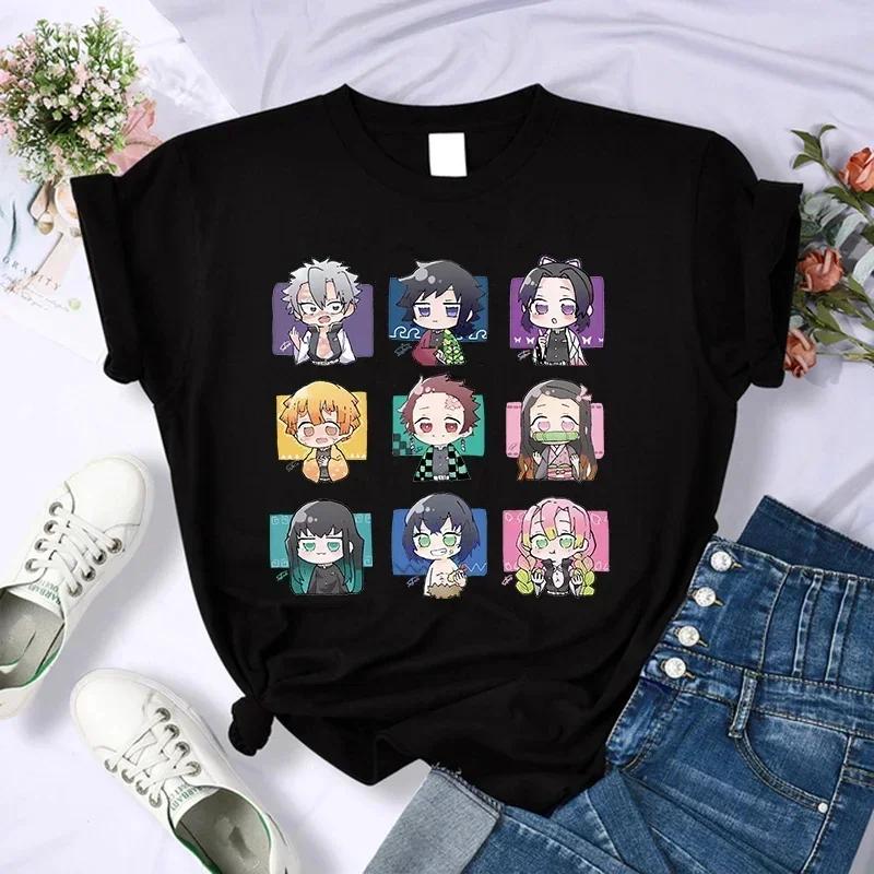 Demon Slayer T Shirt Women Tshirt Female Tanjirou Kamado Graphic Tee Shirt Japanese Anime Manga T-shirt Streetwear Tops Tees