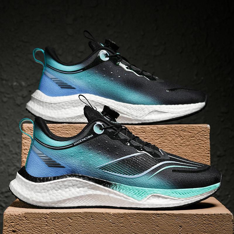 

2025 new men s shoes running shoes rotating button youth sports shoes mesh breathable running shoes handsome 45