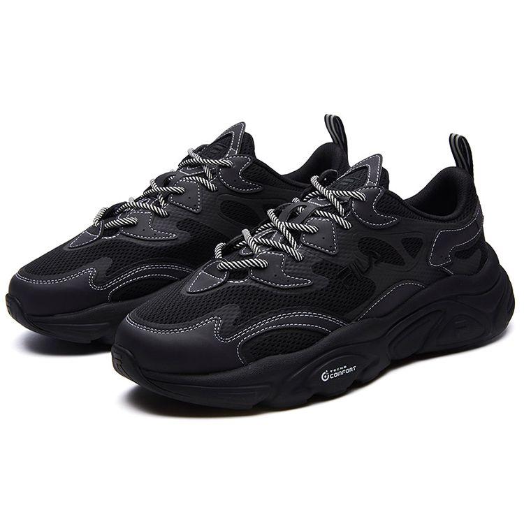 FILA Fusion Mars 1 Fabric Synthetic Leather TPU Casual Breathable Low-Top Dad Shoes Men sneakers Black T12M115206FBK