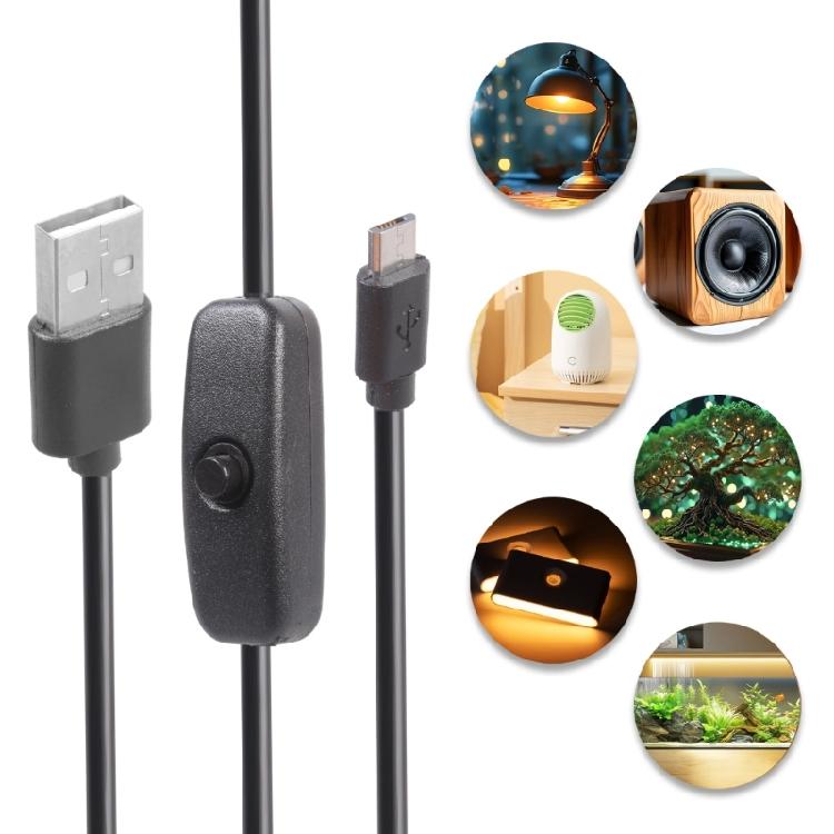 Upgrades USB to Tiny USB Charging Cable Featuring Convenient On Off Control Switches Flexible Cable for Home Office Use