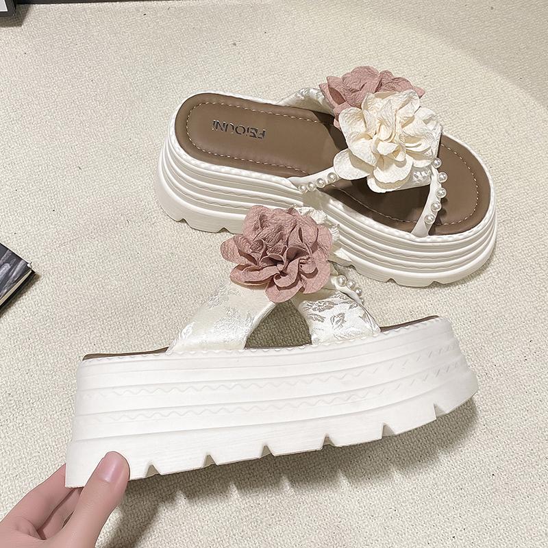 Fashion 7.5CM Heels Wedge Slides Sandals Women Casual Outdoor Slippers Female Summer Non Slip Beach Slipper Walking Chunky Shoes Woman