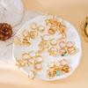 Creative Luxury Flower Geometric Pearl Rings Collection for Women Shiny Alloy Open Stackable Rings Party Jewelry Accessories