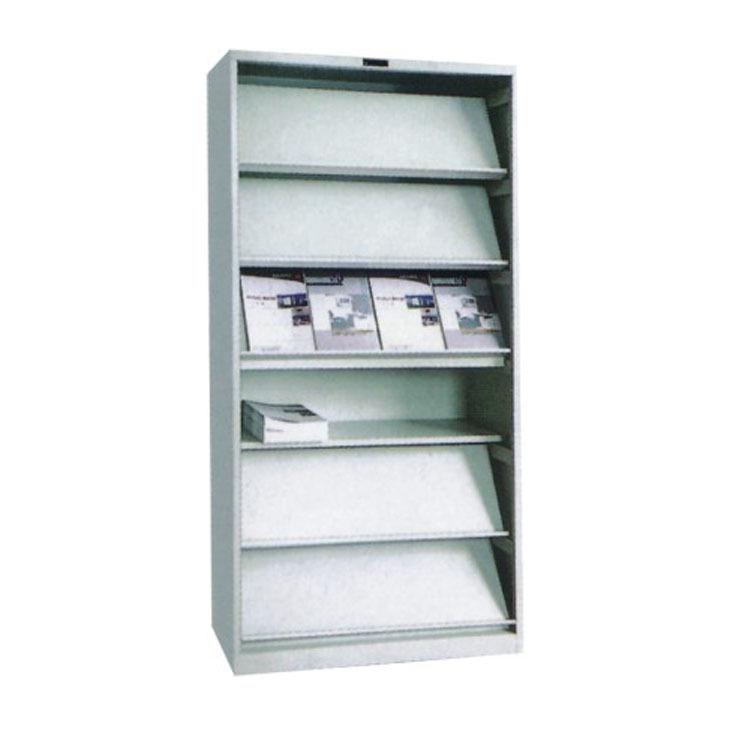 4-Layer Single-Sided Steel Magazine, Newspaper, and Book Rack Cabinet with Lower Shelf